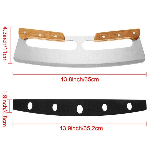 HALF MOON BLADE Pizza Cutter Wood Handles Stainless Steel Pizza Slicer