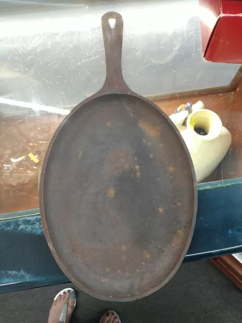 Early Lodge OS H Cast Iron Oval Fajita Skillet 10x7 Griddle Camping USA  Made
