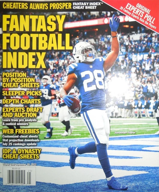 FANTASY FOOTBALL INDEX 2022 cheat sheets SLEEPERS expert draft JONATHAN