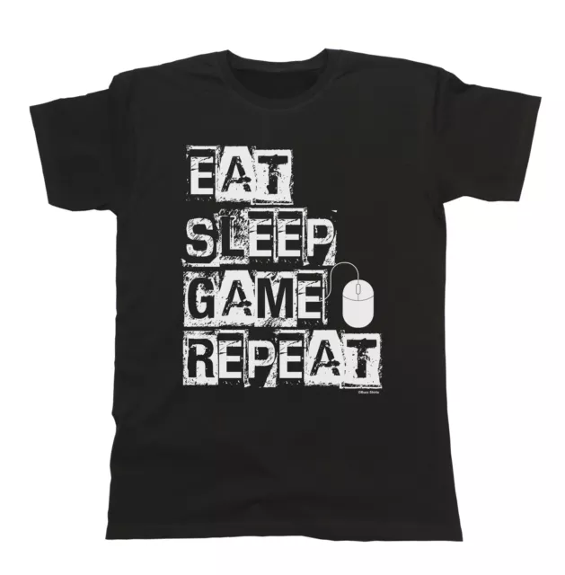 Eat Sleep Game Repeat PC MOUSE Divertente Uomo T-Shirt ORGANICA Slogan Giocatore Geek