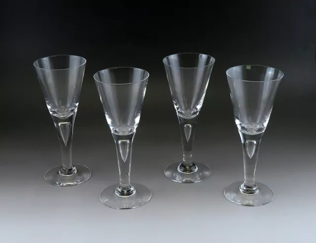 4 Superb Crystal Glass Controlled Bubble Hand Blown Wine/Water Goblets Stemware