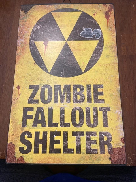 17" Zombie Fallout Shelter Metal Sign