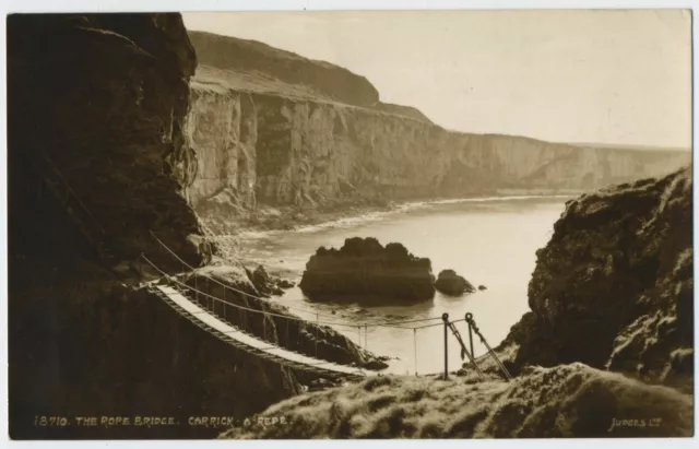 The Rope Bridge Carrick-a-Rede Co Antrim Ireland Vintage Real Photo Postcard C13