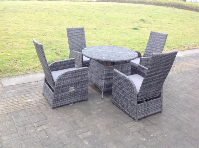 4 seater reclining rattan dining set outdoor garden furniture mixed grey