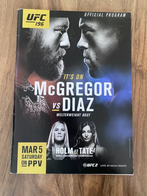 UFC 196 Conor McGregor Vs Nate Diaz Official Event Program MMA. Good Condition.