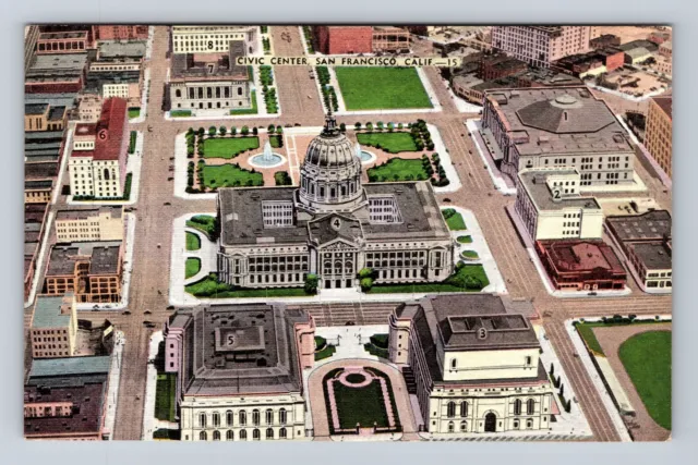 San Francisco CA-California, Aerial View Of Civic Center, Vintage Postcard