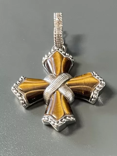 Judith Ripka 925 Sterling Tiger’s Eye Pendant Enhancer