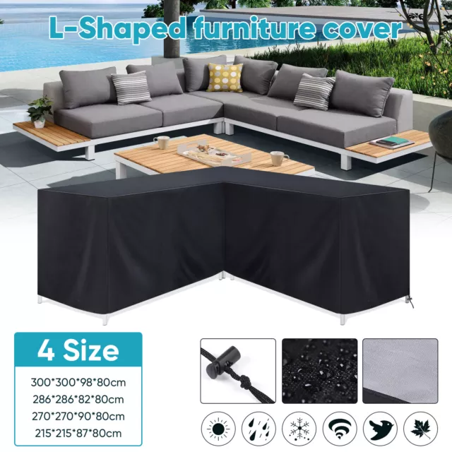 Waterproof L-Shaped Furniture Cover Heavy Duty Outdoor Garden Rattan Sofa Table