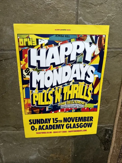 Happy Mondays - Rare Concert/Gig poster, Glasgow - November 2015