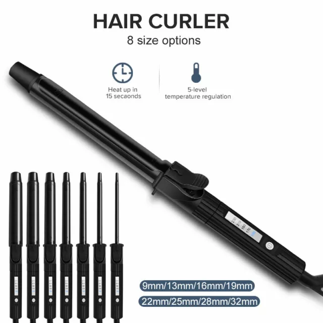 Small Curling Iron for Short & Long Hair,Ceramic Barrel Curling Wand Eight Sizes