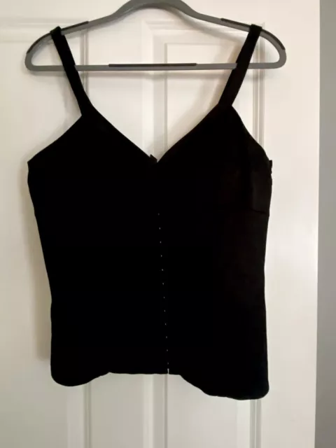 Black Sateen Corset Top by LAUNDRY /Shelli Segal Sz Large- NWT