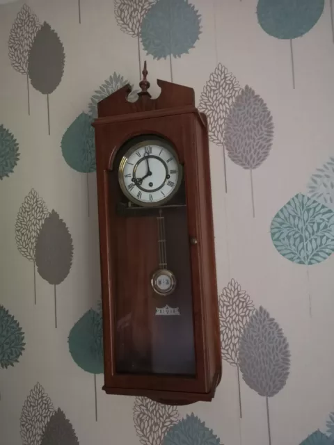 Large Wind Up Pendulum Wooden Cased Wall Clock