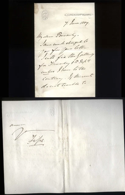 1889 ALEXANDER DUFF, 1st DUKE OF FIFE, 4, Cavendish Square to Sir Henry