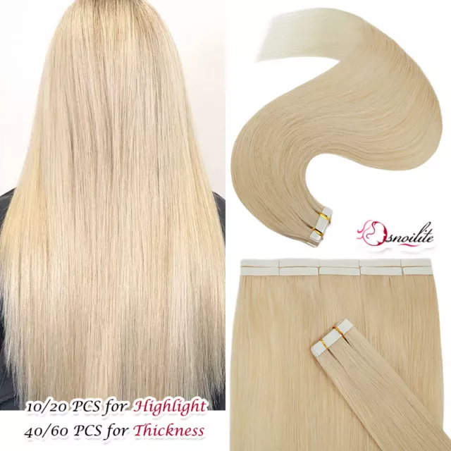 60 pieces Tape in Hair Extensions 100% Remy Real Human Hair Skin Wefts Full Head