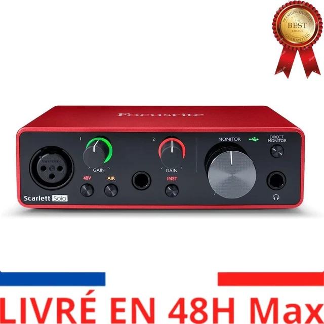 Interface audio USB Focusrite Scarlett Solo de 3e génération, pour les guitarist