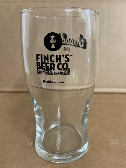Finch's Beer Co Chicago Illinois Threadless IPA 18 oz Tulip Clear Beer Glass