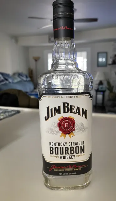 JIM BEAM KENTUCKY Straight Bourbon Whisky 1 Liter Empty Clear Glass ...