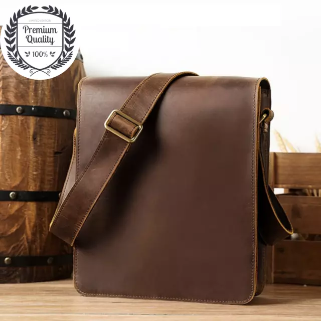 GENUINE LEATHER Luxury Mens Bag Sling Crossbody Shoulder Messenger Satchel Pack