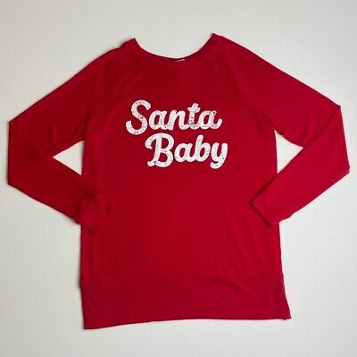 Isabel Maternity Camicia Maglietta Grande Babbo Natale Baby Vacanza Rosso Donna