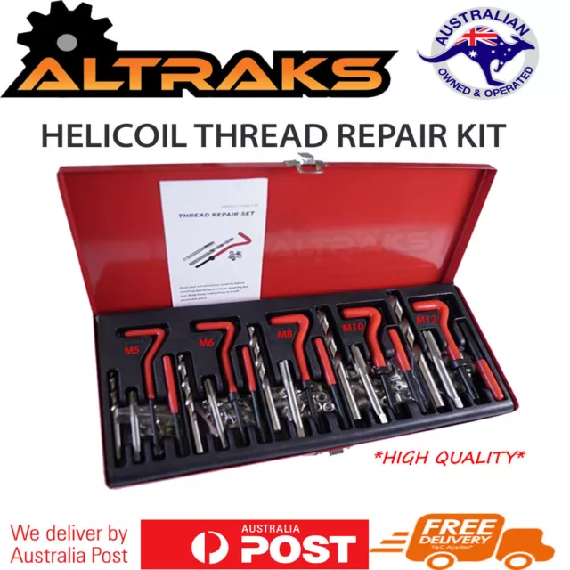 131 Piece Helicoil Type Thread Repair Kit M5 M6 M8 M10 M12 Twist Drill Bits