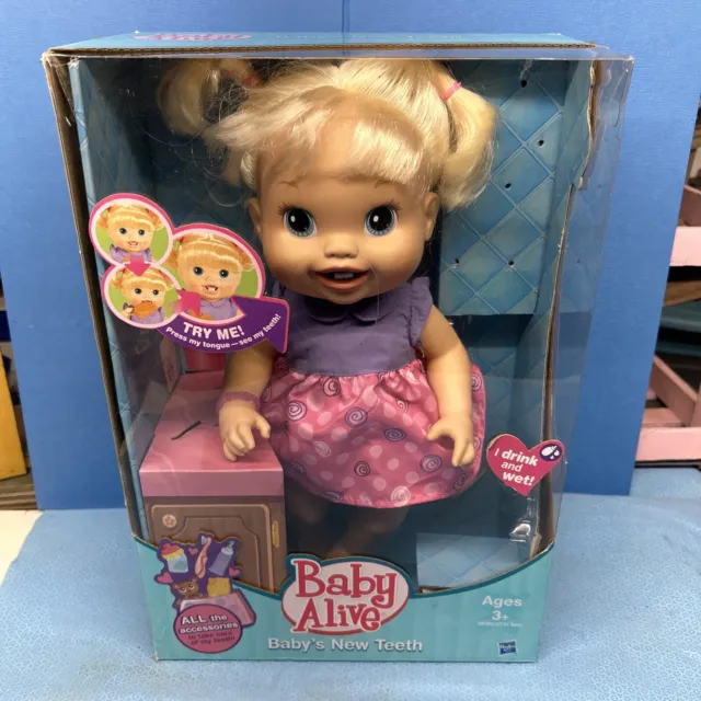 UsedHASBRO Baby Alive 2010 Baby's New Teeth Doll Blonde Blue Eyes NO Accessories