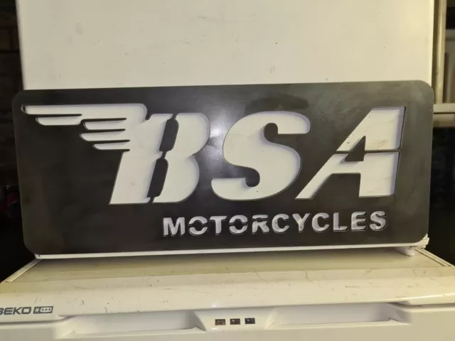 Bsa Motorcycle Big Sign Plaque Metal Wall Art Mancave Garage Rustic Biker Gift