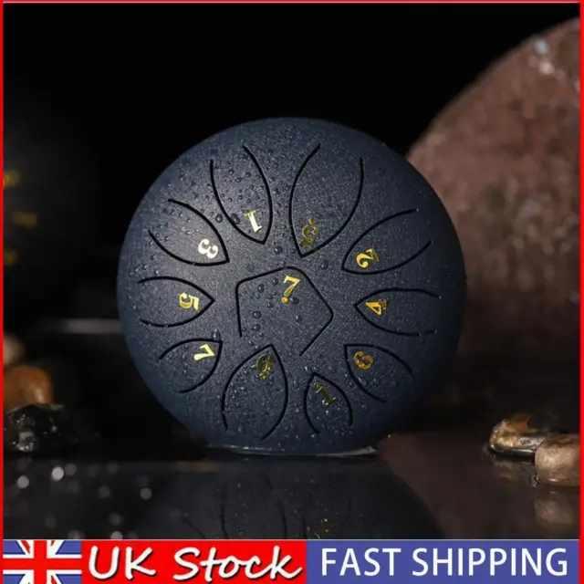 6 Inch 11-Note Tongue Drum with Drumsticks Hand Pan Ethereal Drums (Navy) UK