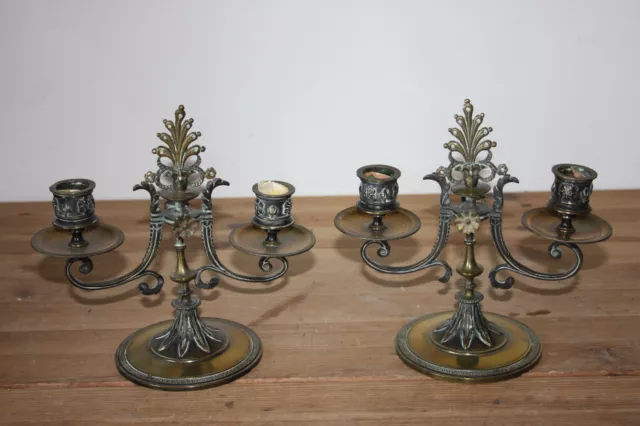 Belle Paire de Chandeliers ancien Bronze style Louis XVI