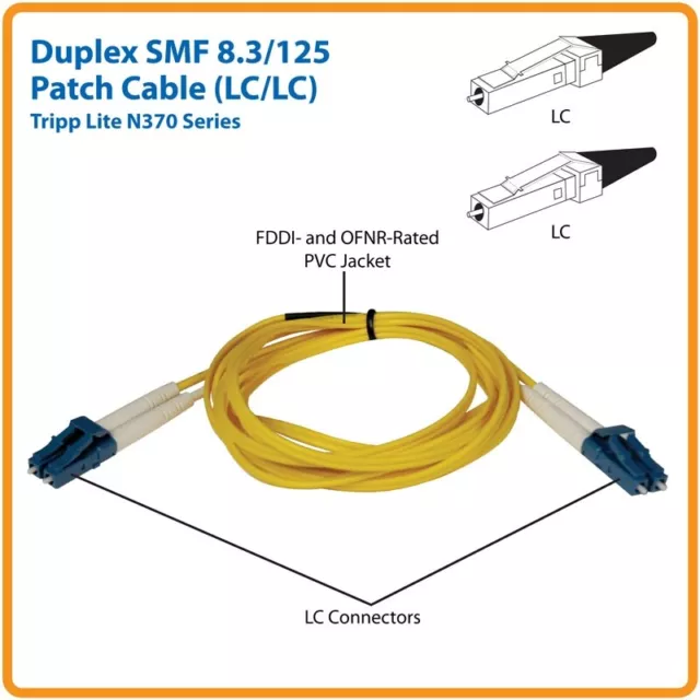 Tripp Lite Duplex Singlemode 9/15 Fiber Patch Cable (LC/LC), 10M (33 ft.) :: N37