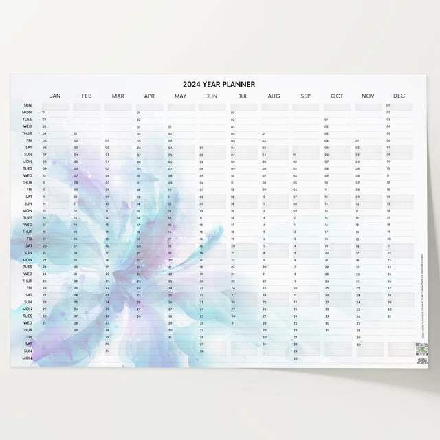 2024 WALL PLANNER Office Organiser Yearly Calendar 2024 Year Calendar ...