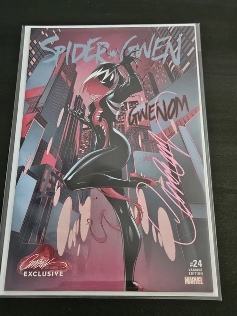 SPIDER-GWEN #24 J SCOTT CAMPBELL signed C EXCLUSIVE 1ST GWENOM NM MARVEL VENOM
