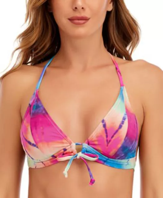 LUCKY BRAND Halter Bikini Swim Top Size Medium Tie Dye Retail $68