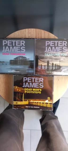 3 Audiobooks on CD. Peter James.Dead man's footsteps.Dead like you.Dead Tomorrow