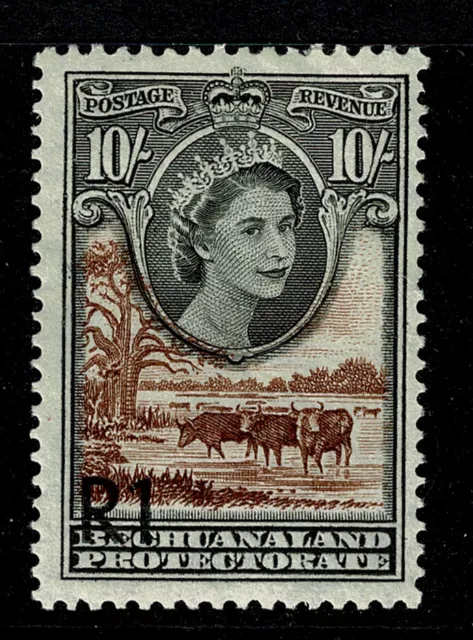 Bechuanaland Protectorate 1955 - R1 on 10/= Mounted Mint Stamp SG 167a