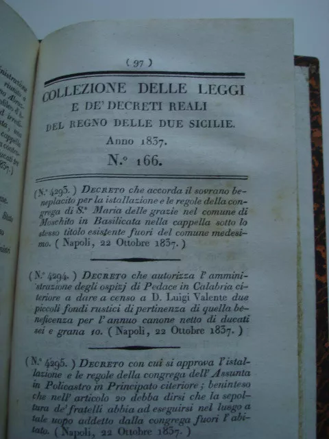 Napoli-Regno Delle Due Sicilie-Collezioni Leggi E Decreti Reali Per L'anno 1837