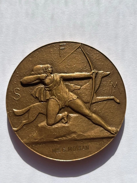 Médaille Homme Style Art Déco - Bronze Argenté - Diamètre 68 Mm - Collector