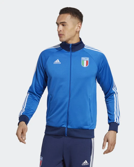 Italia FIGC Adidas Giacca Tuta Sportiva Azzurro 2023 Track Top DNA