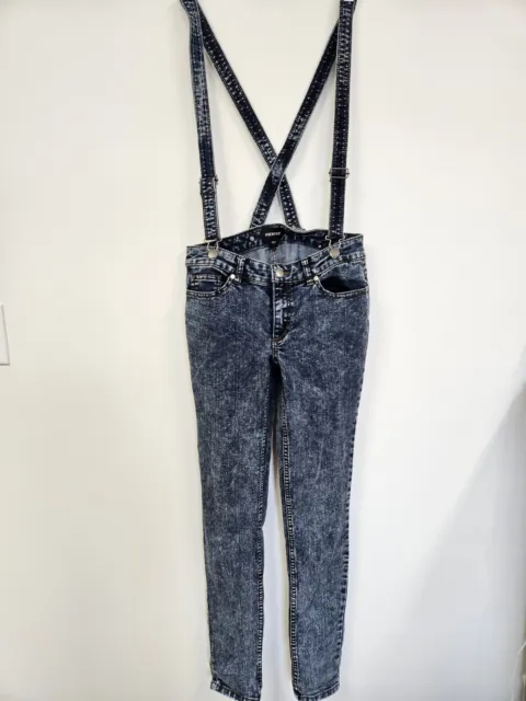 Joe Boxer Suspender Overall Jeans size 1 dark acid wash removable suspenders