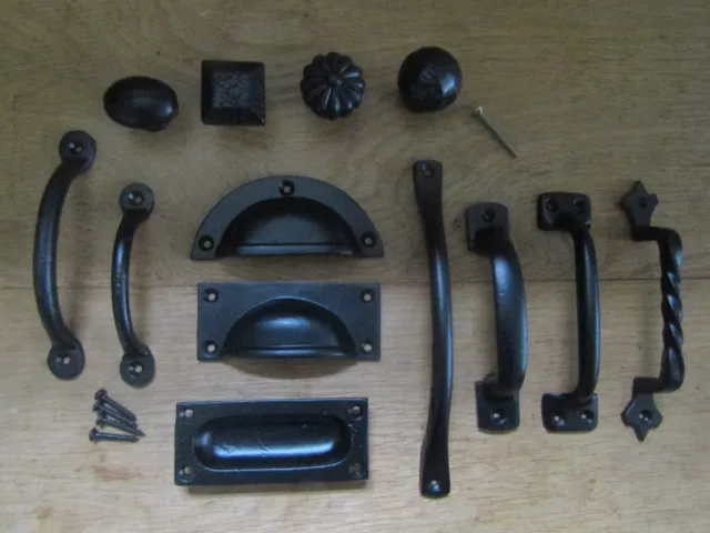 CAST IRON rustic cabinet handle knob Kitchen cupboard drawer vintage retro