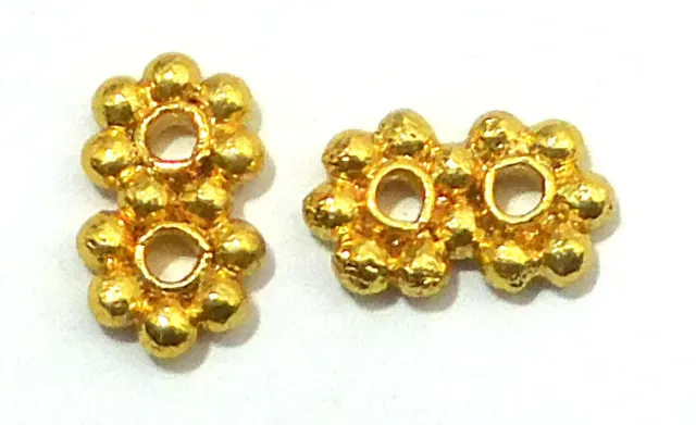 85 Pcs 11X7Mm Daisy Spacer Bar 2 Holes 18K Gold Plated