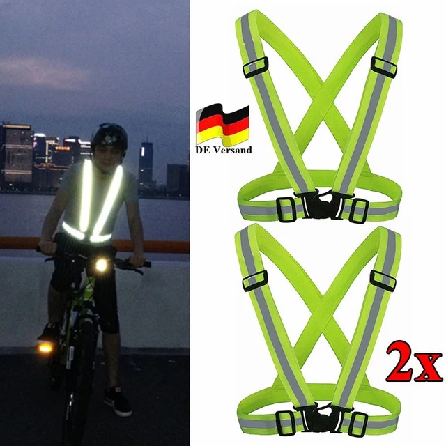 2 pezzi gilet di avvertimento riflettore moto bicicletta sport gilet di sicurezza gilet incidente DE