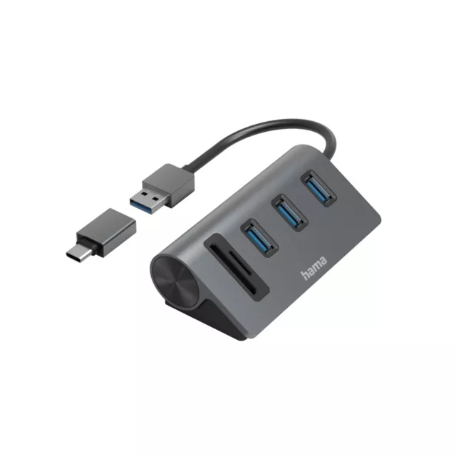 Hama USB-Hub 5 Ports 3x USB-A 3.2 Gen 1 und Kartenleser Card Reader SD micro SD