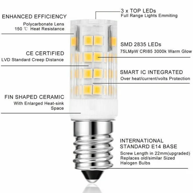 4x Bombilla LED E14 3W 5W 7W 2835 Juego halógeno Guiado Lámparas de Ahorro Energético 220V DE 3