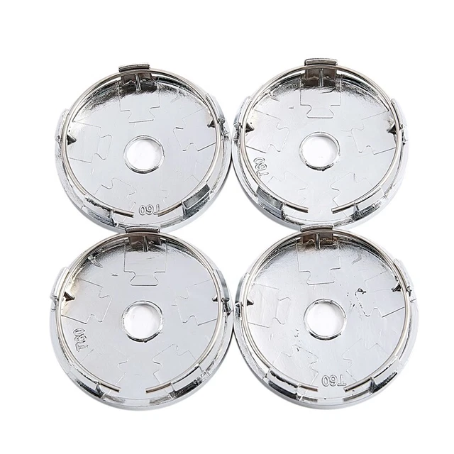 Set Of 4 Chrome Wheel Center Hub Universal Car Plastic 60mm Tyre Trims Q9Y5 2
