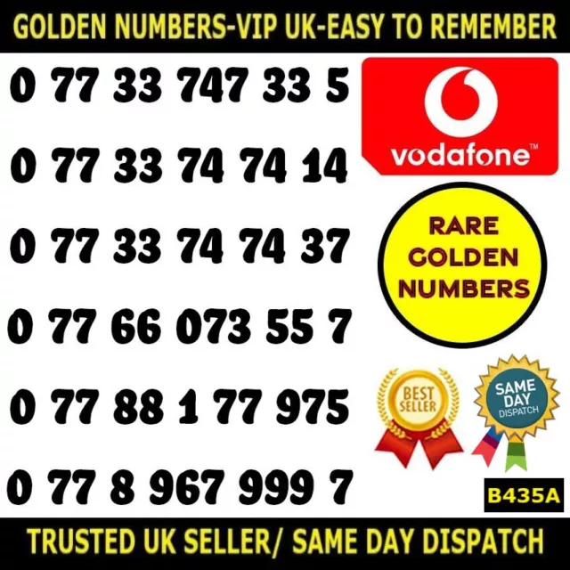 Golden Number Rare VIP Vodafone UK SIM-Easy To Remember Unique Numbers-B435A LOT