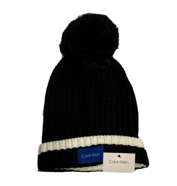 Calvin Klein women's Chunky knit Black & white Beanie hat - one size