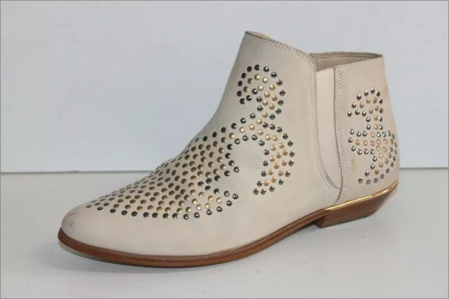 SAN MARINA  Boots à Enfiler Cuir Peau Cloutée Beige T 37 TTBE 3