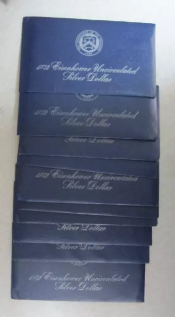 (Lot of 10) 1972-S Eisenhower 40% Silver Dollar, UNC, Original US Mint Blue Pack