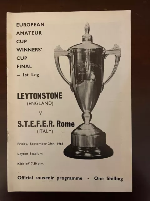 1968 EUROPEAN AMATEUR CUP  WINNERS CUP LEYTONSTONE Vs S.T.E.F.E.R. ROME