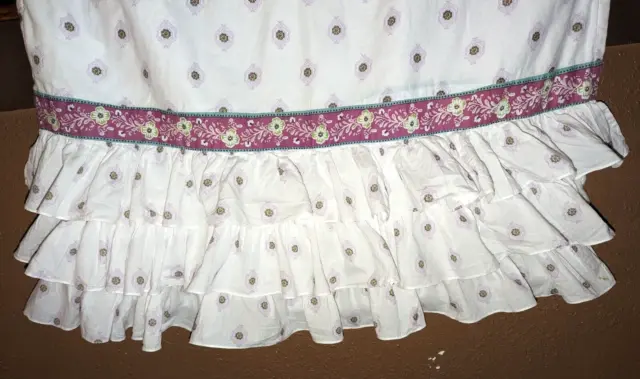 Pottery Barn Kids Ruffled Crib Skirt Dust Ruffle Nursery Baby Bed Floral Chic